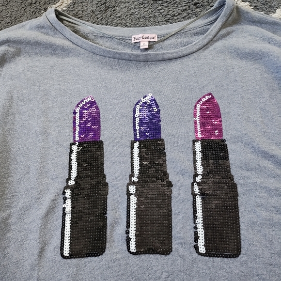 Juicy crew sweatshirt sequin lipsticks size XL - Picture 2 of 7